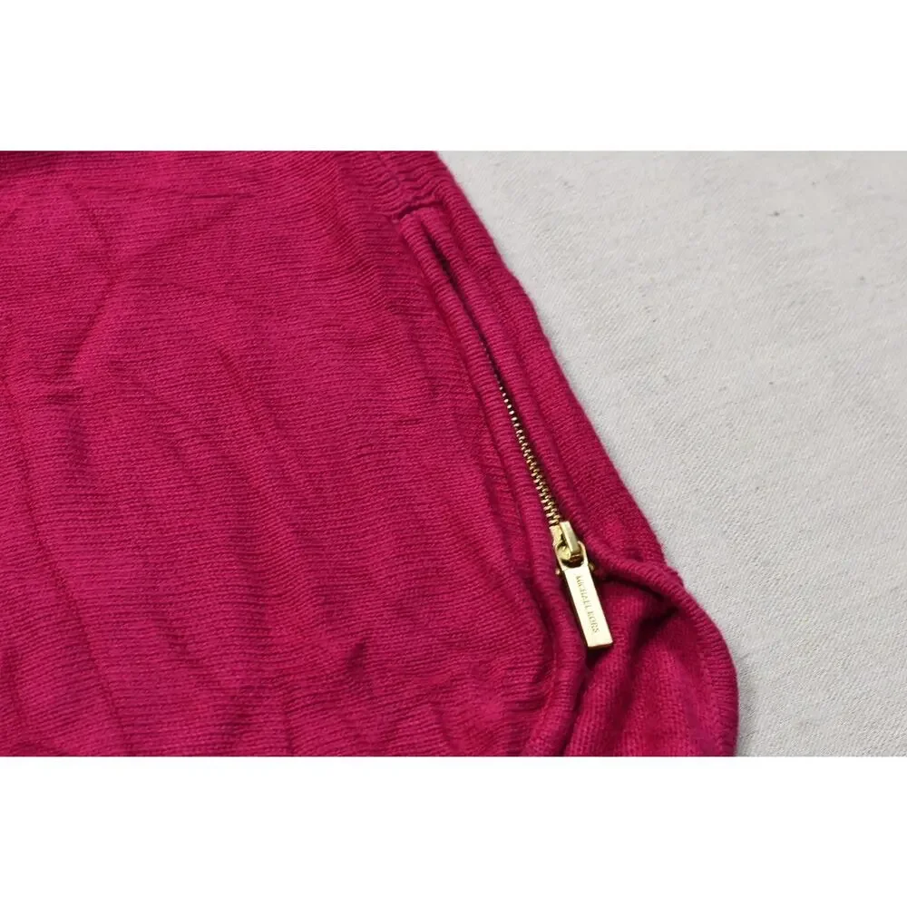 Michael Kors Pink Long Sleeve Cotton Blend Side Zip Pullover Sweater Womens Smal